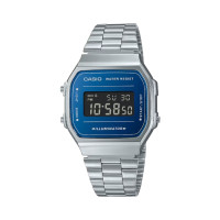 Casio Vintage A168WEM-2BEF Teal Blue Mirror Dial Silver Digital Watch