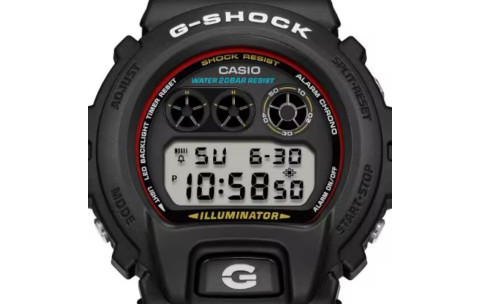 Casio G-Shock DW-6900RL-1ER "Red Eye" Stealth Black Triple Graph Watch