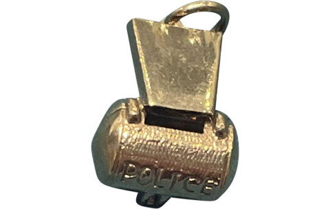 Pre-loved vintage second hand 9ct yellow gold police  whistle bracelet charm