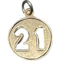 Pre-loved vintage second hand 9ct yellow gold circular 21 bracelet charm