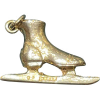 Pre-loved vintage second hand 9ct yellow gold Ice Skate bracelet charm