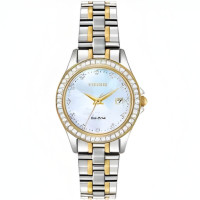 Citizen Eco-Drive EW1844-50Y Mother of Pearl Two-Tone Crystal Dress Watch