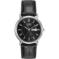 Citizen Eco-Drive BM8240-03E Black Day-Date Classic Leather Dress Watch