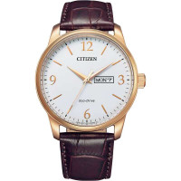 Citizen Eco-Drive BM8553-16A Rose Gold Day-Date Classic Leather Watch