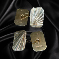 Pre-Loved Vintage Second Hand 9ct Yellow Gold Chain Link Art Deco Style Cufflinks 2G0108