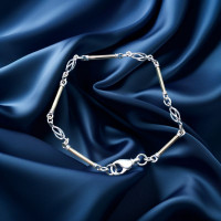 Vintage Second Hand 9ct Yellow and White Gold Bracelet 2G0147