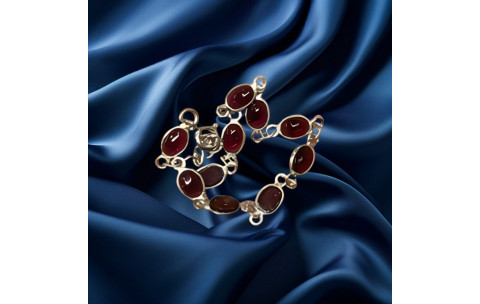 Genuine 925 Silver Oval Garnet 4g Bracelet