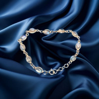 Genuine 925 Silver Oval Rainbow Moonstone Bracelet