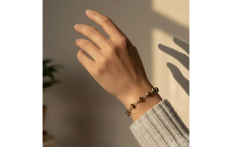 Genuine 925 Silver Oval Tiger's Eye 4g Bracelet 