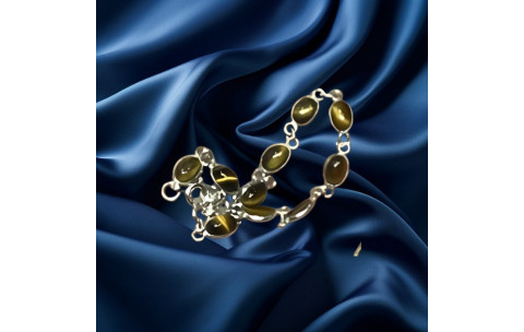 Genuine 925 Silver Oval Tiger's Eye 4g Bracelet 