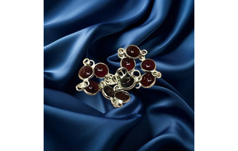 Genuine 925 Silver Round Garnet 6g Bracelet