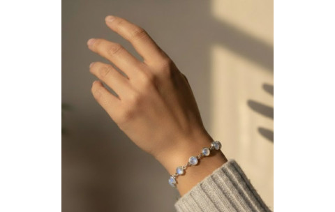 Genuine 925 Silver Round Rainbow Moonstone Bracelet – June Birthstone Jewellery | H E Phillips Ltd