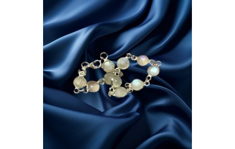 Genuine 925 Silver Round Rainbow Moonstone Bracelet – June Birthstone Jewellery | H E Phillips Ltd