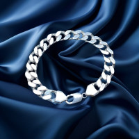 Pre-loved Vintage Second Hand 925 Sterling Silver Curb Bracelet Men's 64.7g 2H925-62