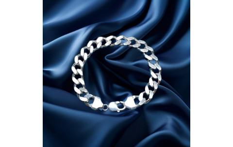 Pre-Loved Vintage Second Hand 925 Sterling Silver Curb Bracelet 65.8g 2H925-89