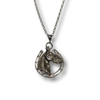 Authentic Vintage 925 Silver Horse Head in Horseshoe Pendant Charm – Available in Totnes, Devon