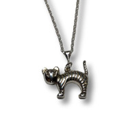 Authentic Vintage 925 Silver Tabby Cat Pendant Charm – Available in Totnes, Devon