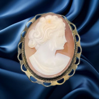 Pre-loved 9ct Yellow Gold Hallmarked Vintage Second Hand Cameo Brooch 2G0046