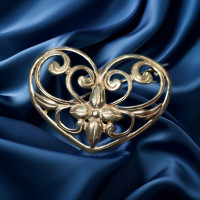 Pre-loved 9ct Yellow Gold Hallmarked Vintage Second Hand Heart Swirl Design Brooch 2G0051