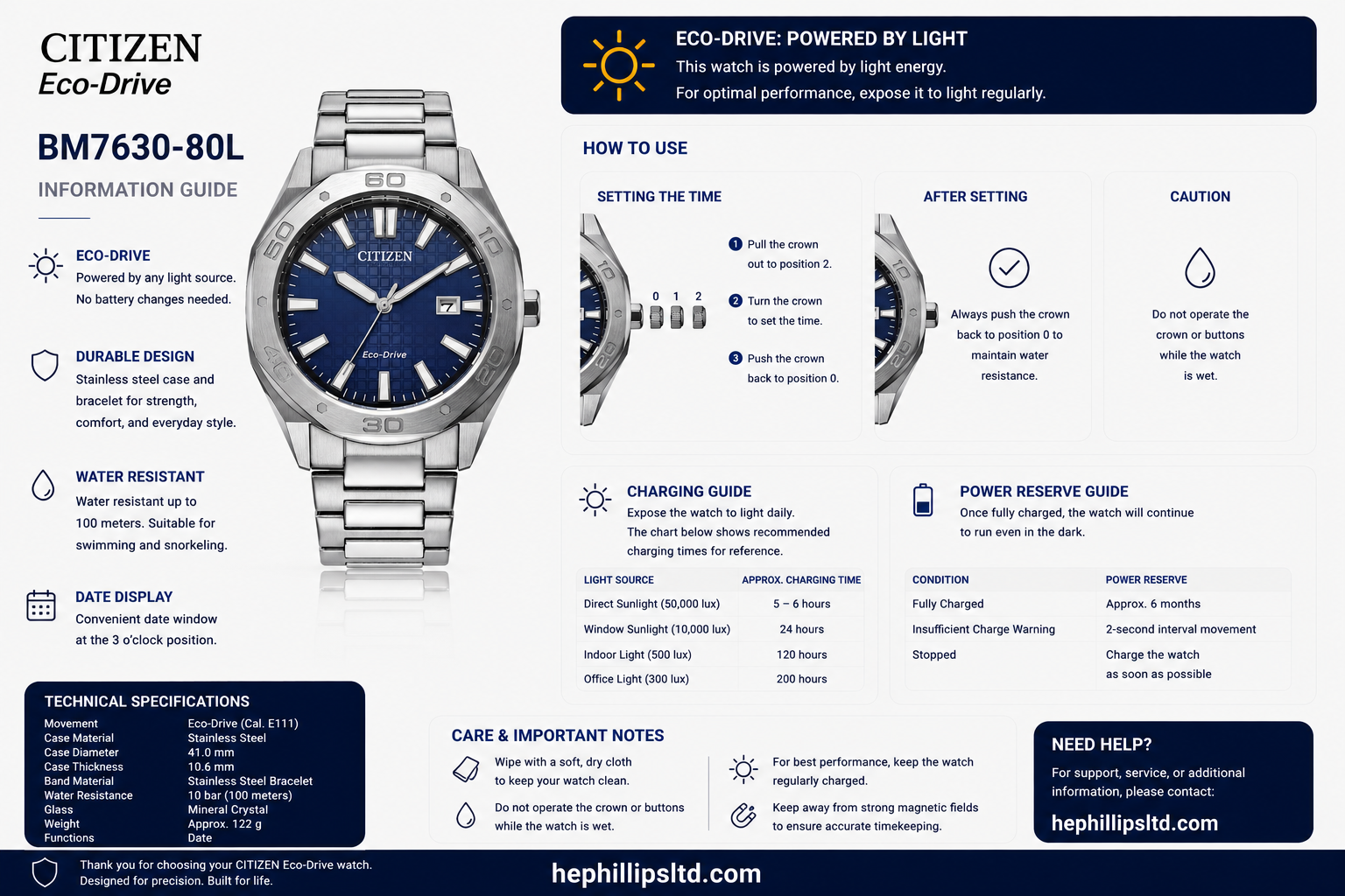 Citizen BM7630-80L Operation Guide Diagram