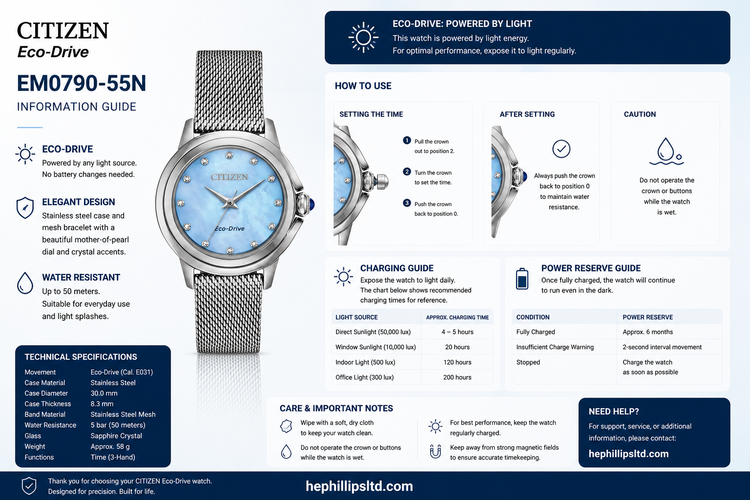 Citizen EM0790-55N Operation Guide Diagram