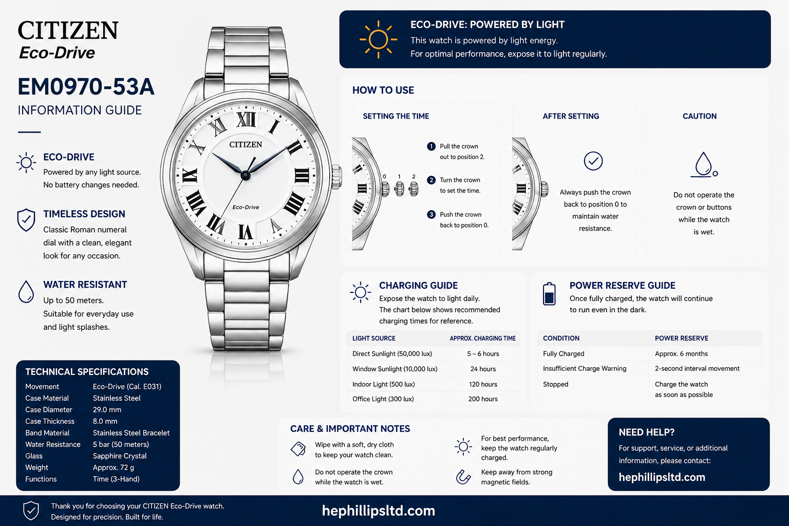 Citizen EM0970-53A Operation Guide Diagram