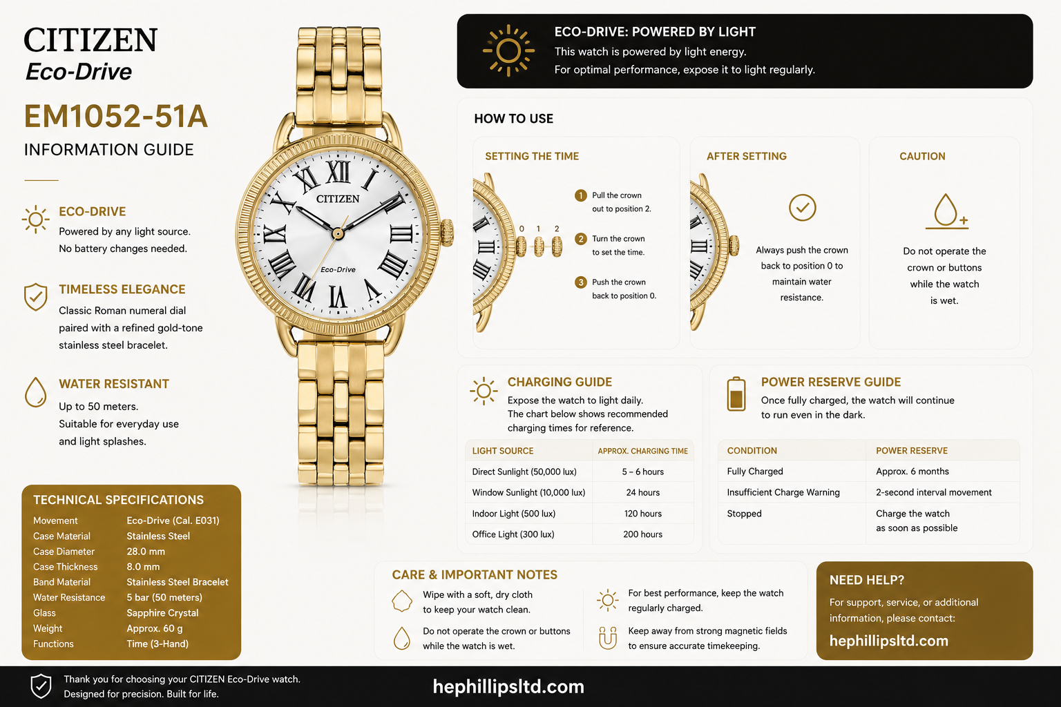 Citizen EM1052-51A Operation Guide Diagram
