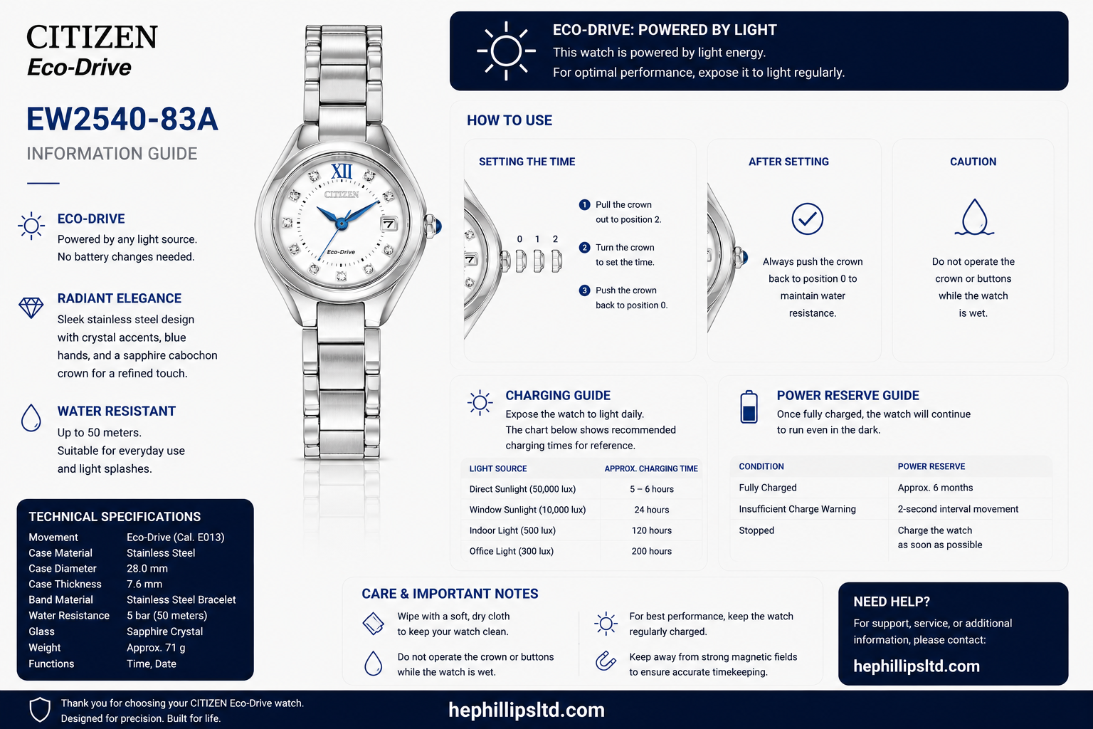 Citizen EW2540-83A Operation Guide Diagram