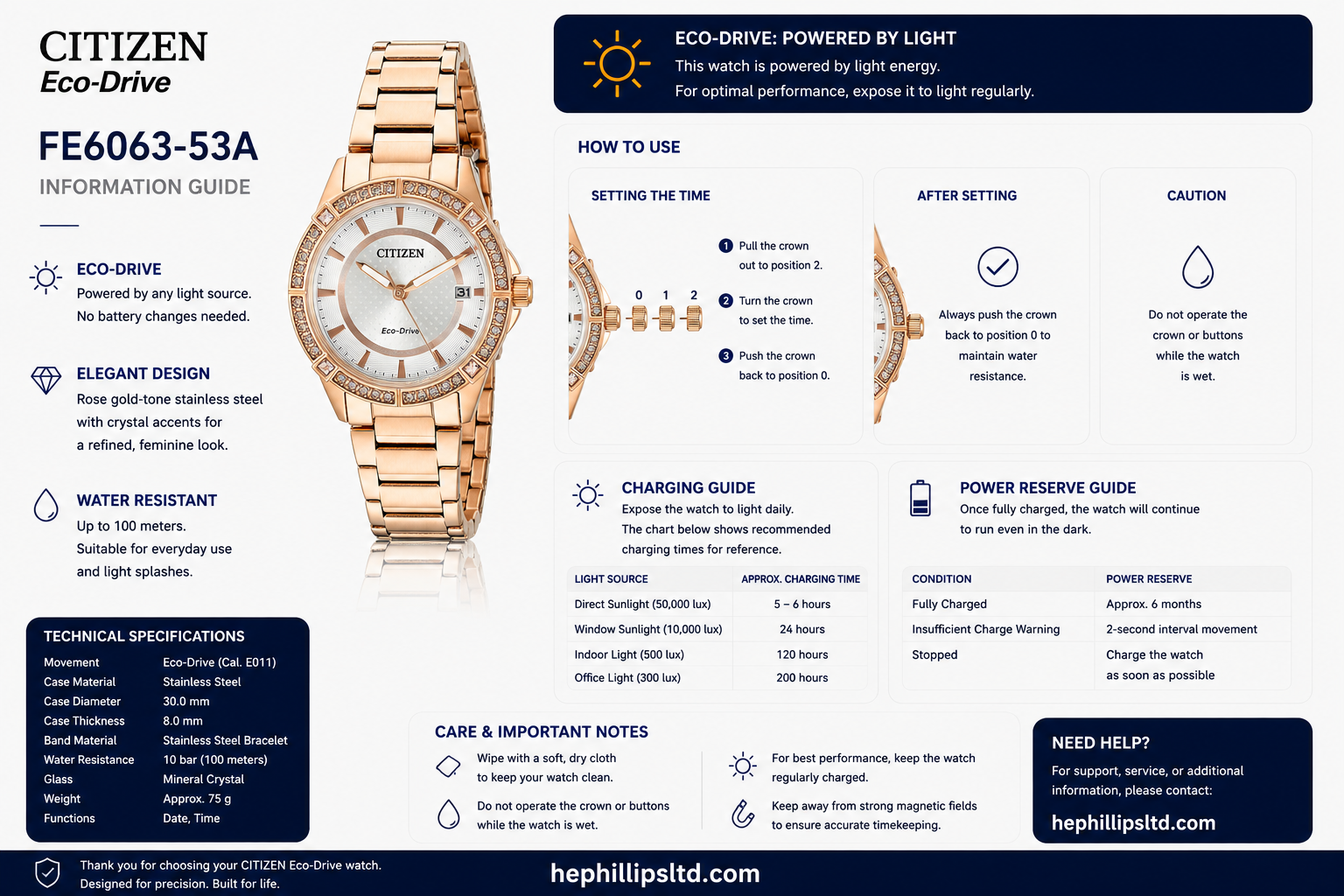 Citizen FE6063-53A Operation Guide Diagram