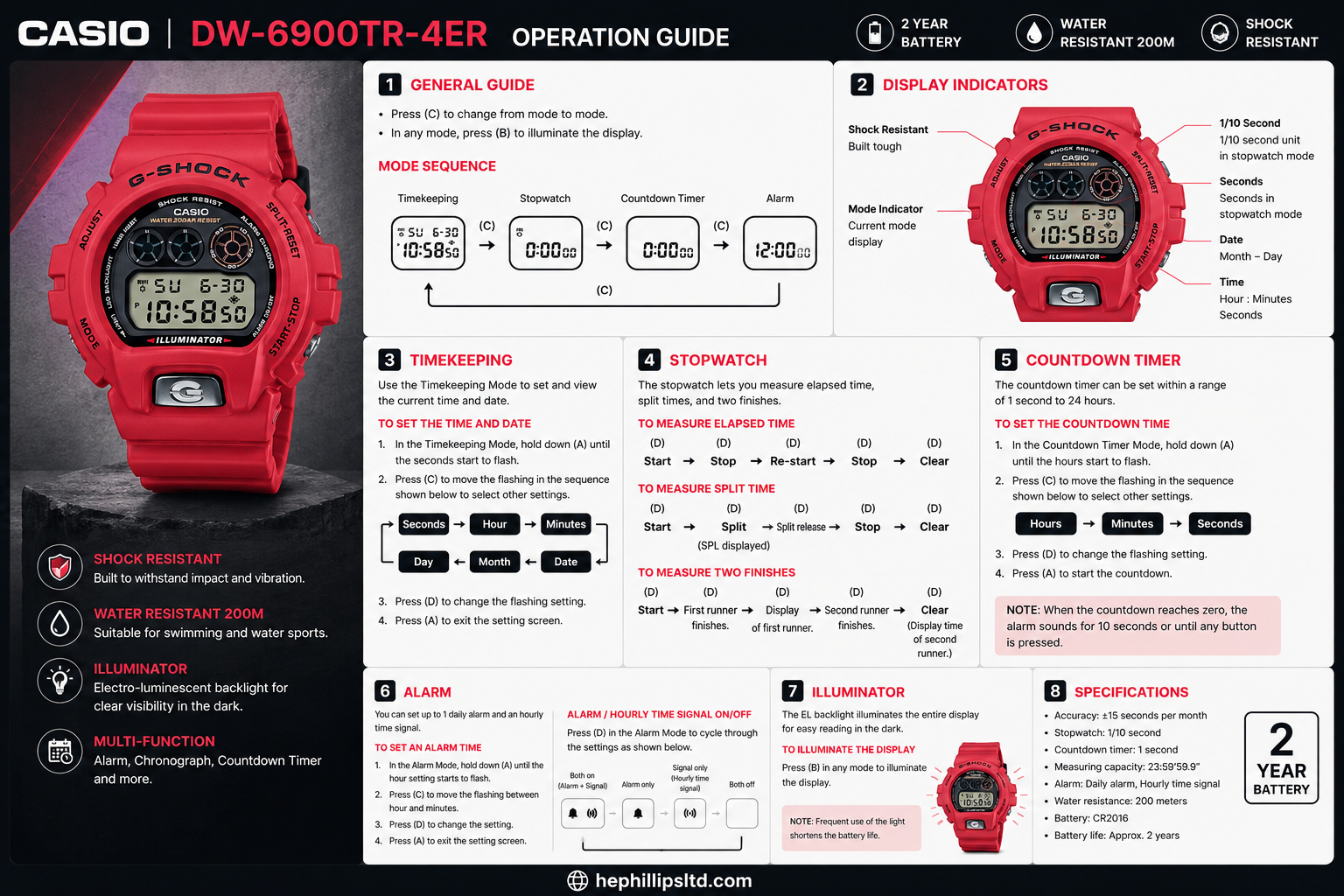 Casio DW-6900TR-4ER Operation Guide Diagram