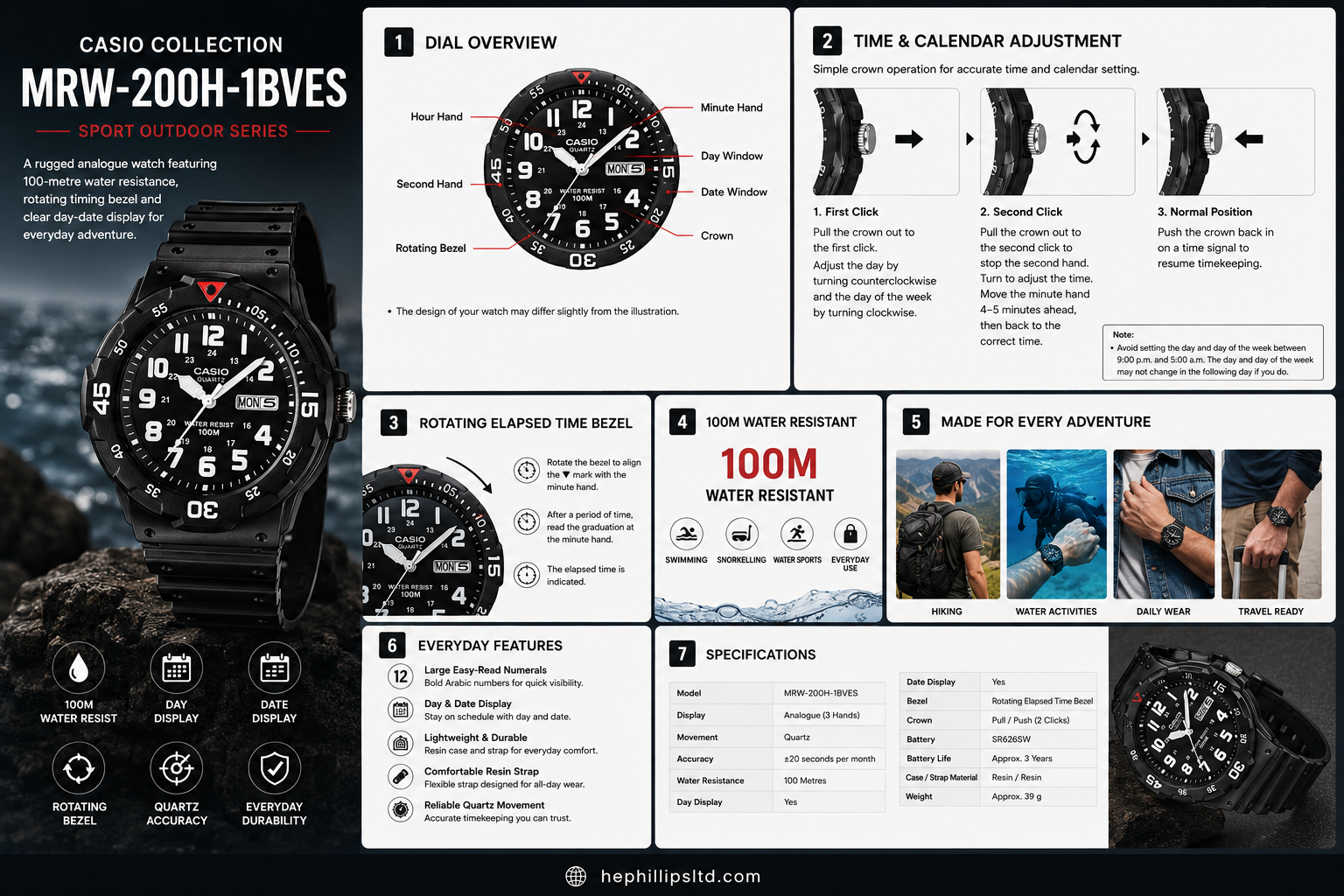 Casio MRW-200H-1BVES Operation Guide Diagram
