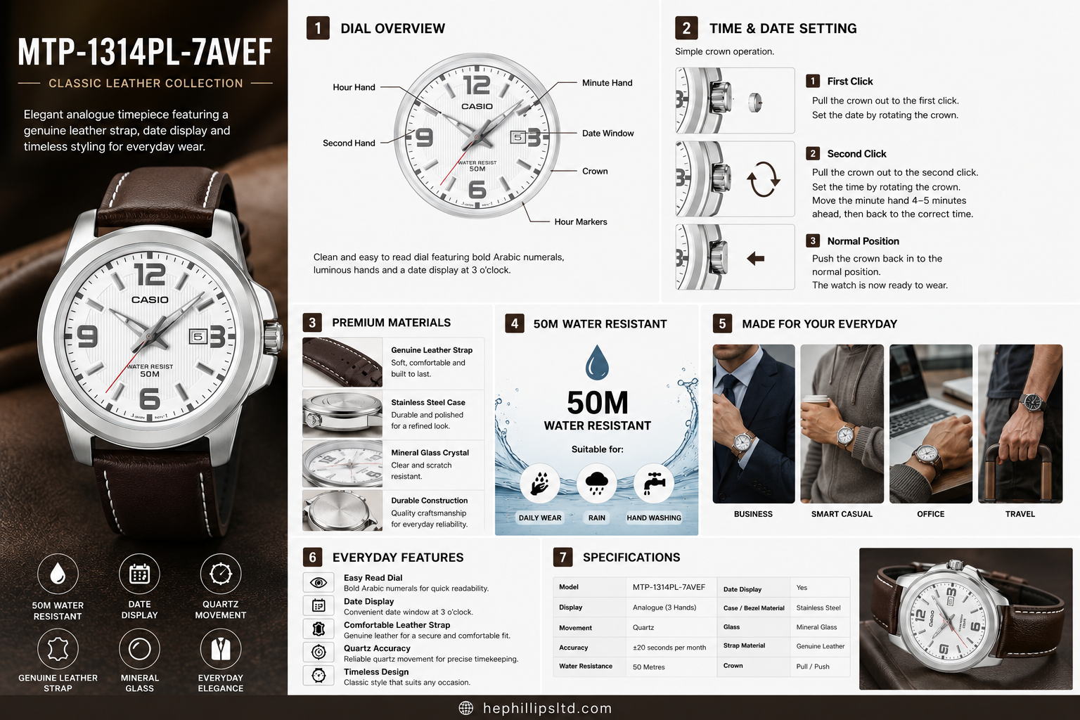 Casio MTP-1314PL-7AVEF Operation Guide Diagram