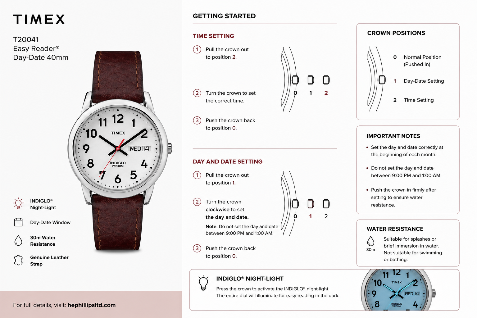 Timex T20041 Operation Guide Diagram