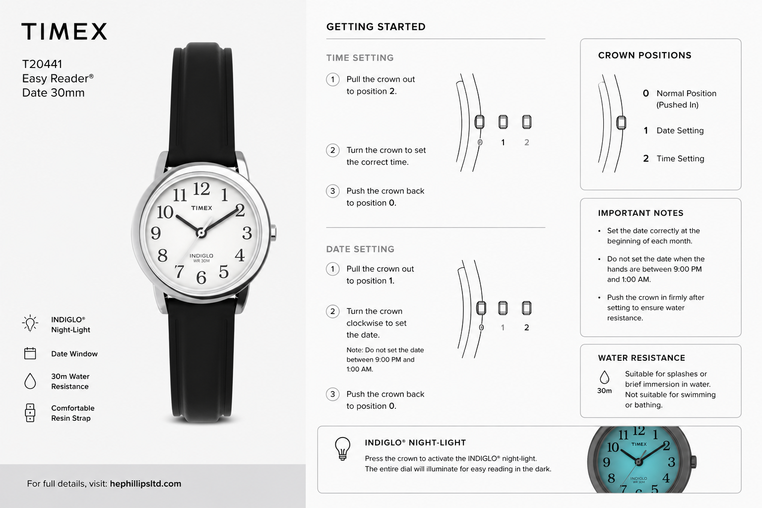 Timex T20441 Operation Guide Diagram