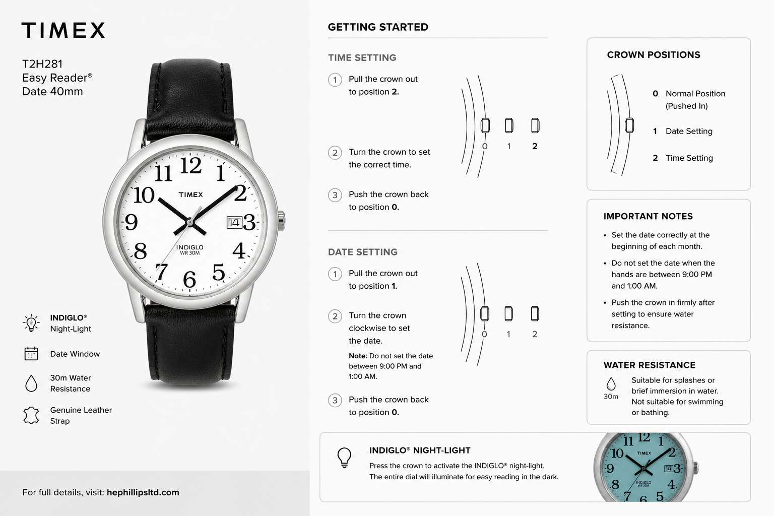 Timex T2H281 Operation Guide Diagram
