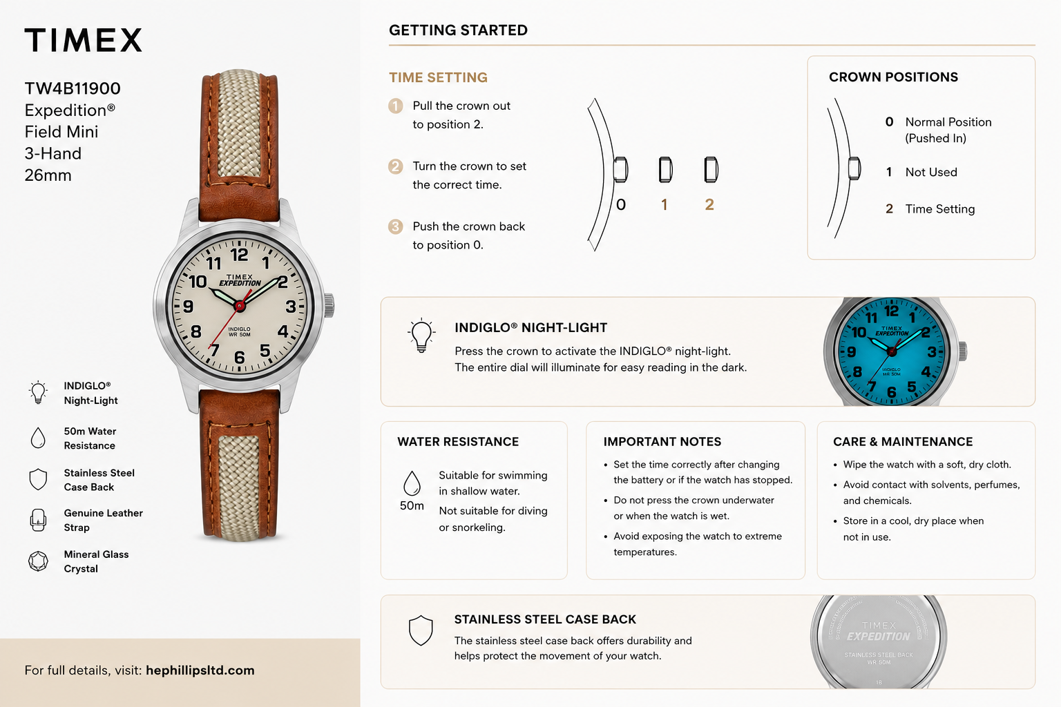 Timex TW4B11900 Operation Guide Diagram