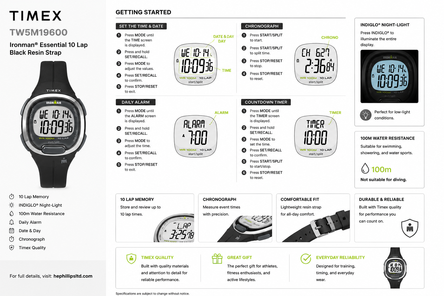 Timex TW5M19600 Operation Guide Diagram